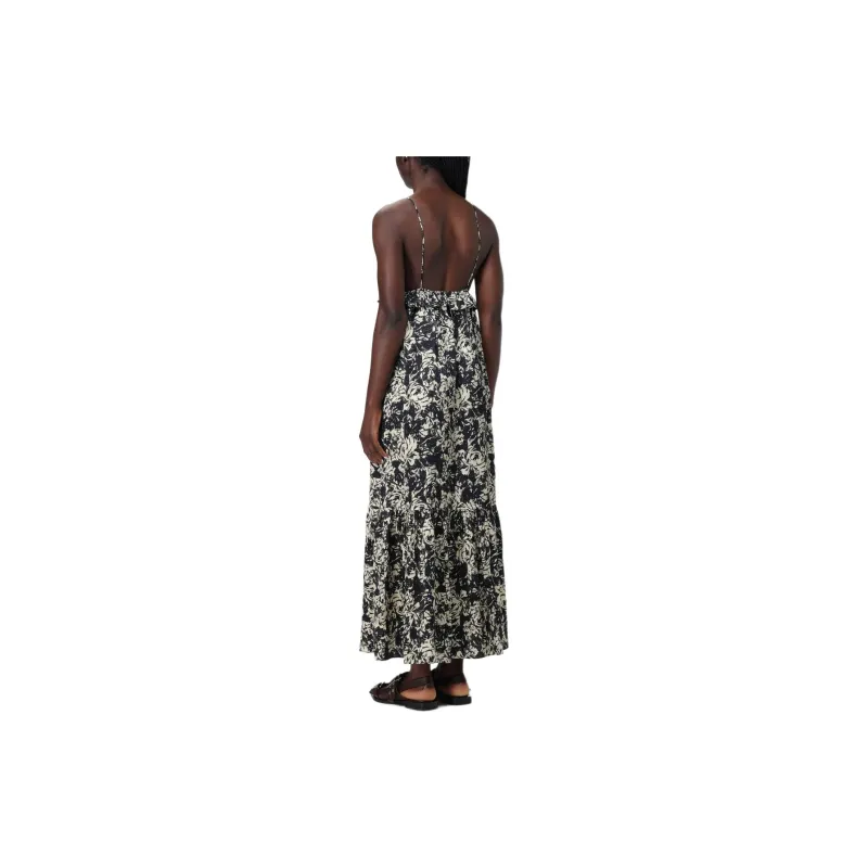 GANNI Flan Printed Satin Strap Dress-1