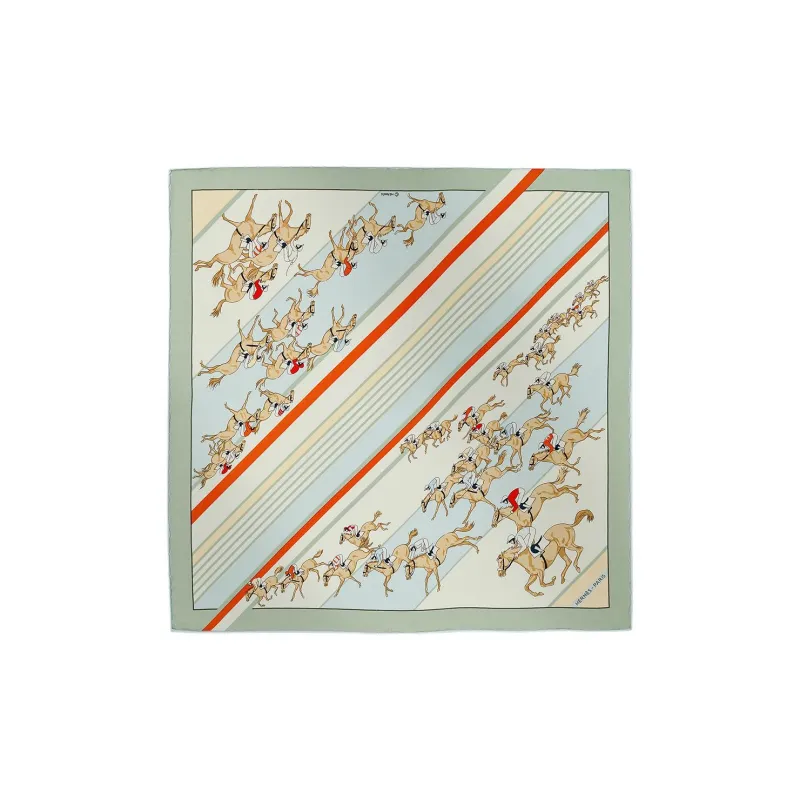 HERMES Silk Silk Scarves Unisex Green/Blue/Orange-0
