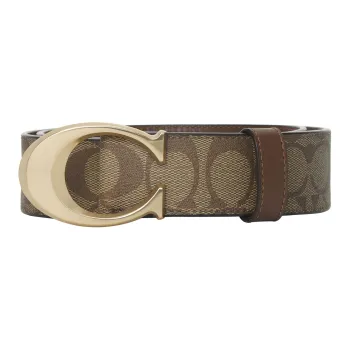 COACH Calfskin Leather Belts Women's Khaki Width 3.8cm