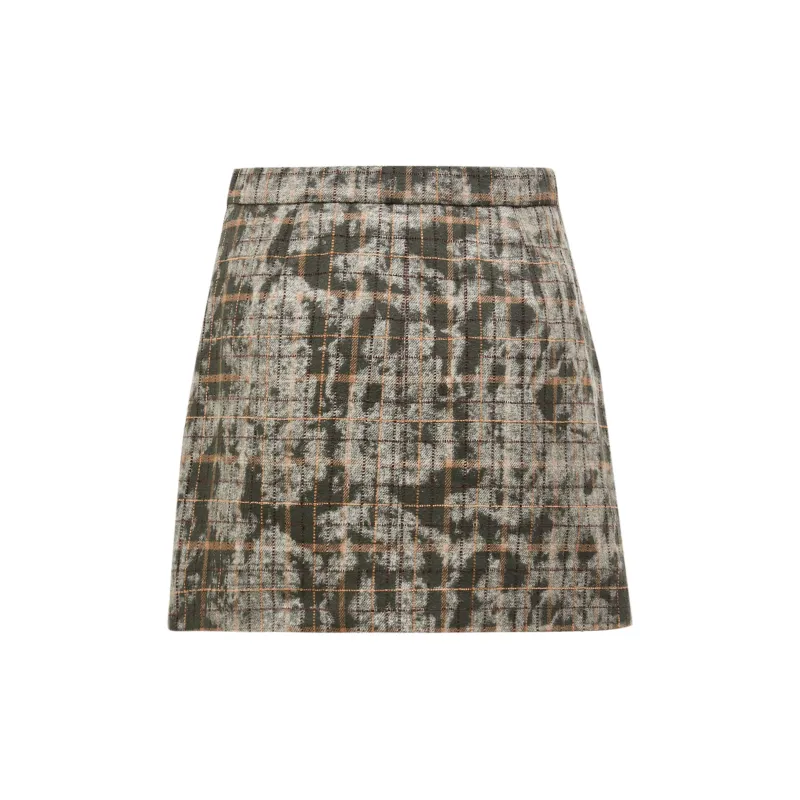 ONLY Casual Short Skirts Women's Green Lattice-1
