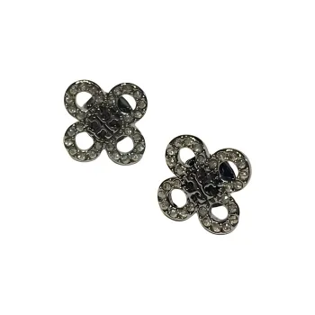 TORY BURCH 18K Gold Plated, Glass, Brass Stud Earrings Women's Silver