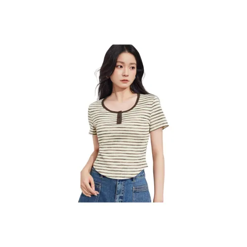 Love to serve T-Shirts Women's Apricot Coffee Stripe