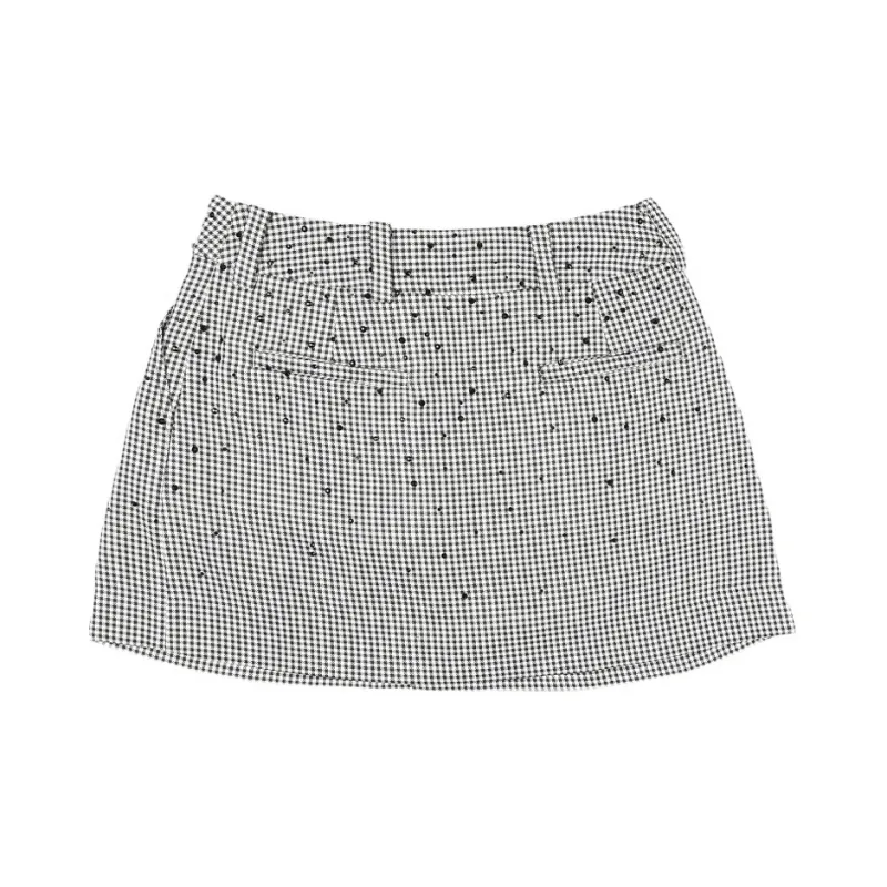 TCH Casual Short Skirts Women's Black White Plaid-1
