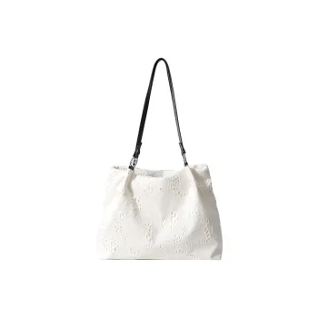 MingLu Canvas Tote One Shoulder Handbag Women's White