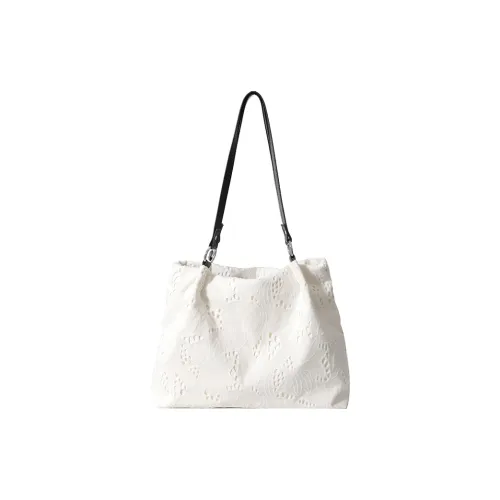 MingLu Canvas Tote One Shoulder Handbag Women's White