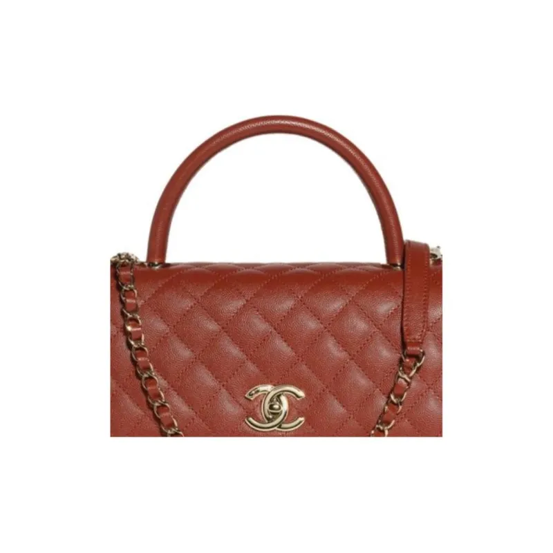 CHANEL Leather One Shoulder Handbag Women's Brown-1