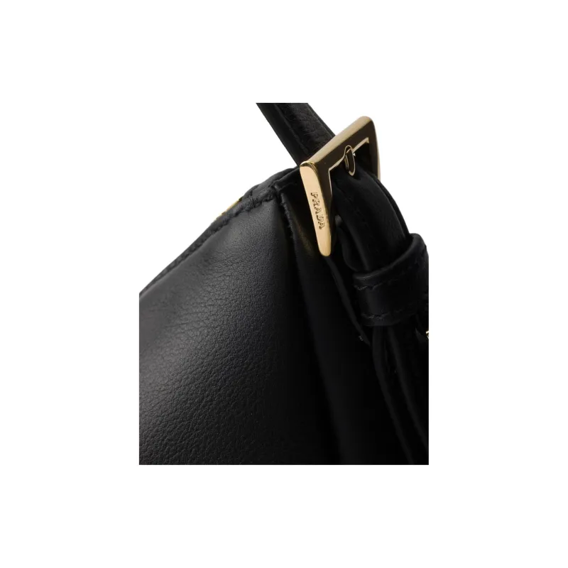 PRADA Leather Hobo Bag Handbag Shoulder Bag Women's Black-5