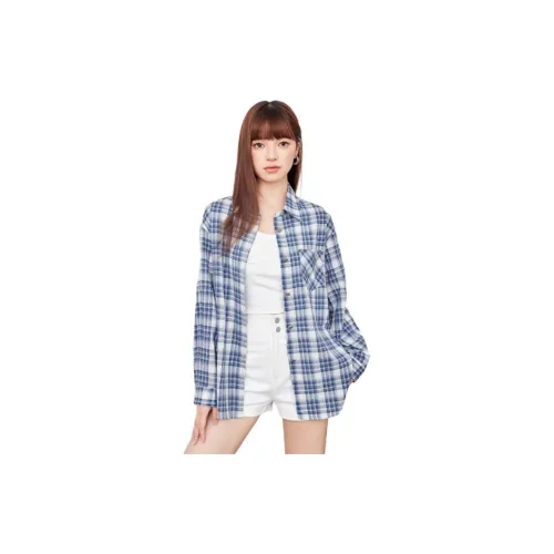 Love to serve Shirts Women's Blue/White Plaid