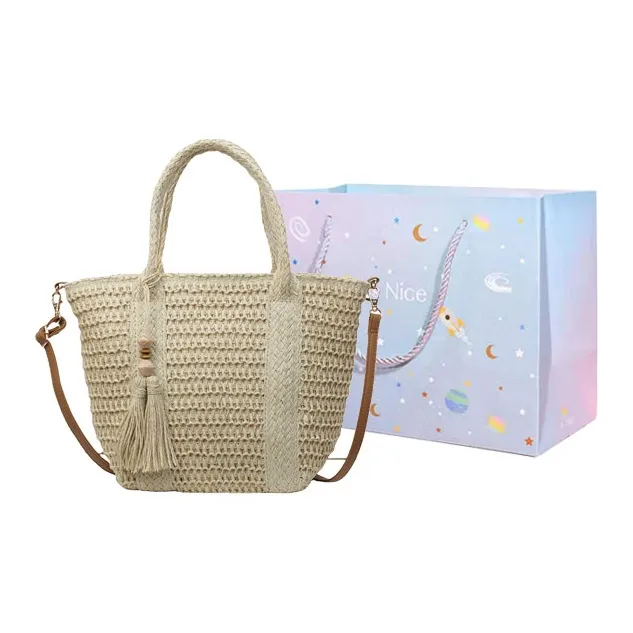 GOX Woven Shoulder Bag Women's Beige/Khaki-0