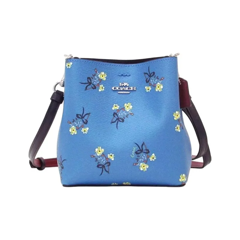 COACH Town Leather Tote Bag, Shopping Bag, Bucket Bag, Shoulder Bag, Crossbody Bag Small Size Women's Blue-0