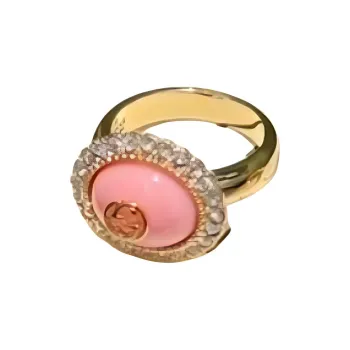 GUCCI Metal Resin Crystal Rings Women's Pink