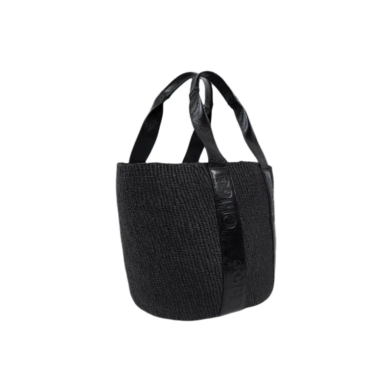 Chloe Cow Leather Tote Bag Shopping Bag Handbag Women's Black-2