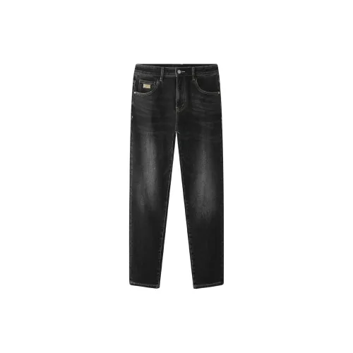 HLA Panda Wowo Series Jeans Men Black Bull Transition Color Deep 6F