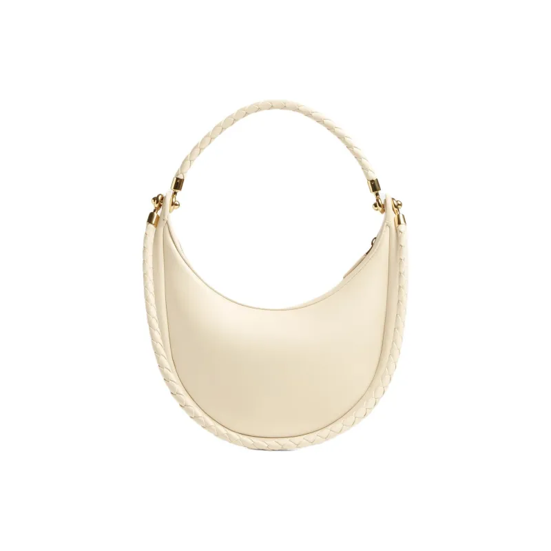 Bottega Veneta Calfskin Handbag Shoulder Bag Small Size Women's Sea Salt White-3