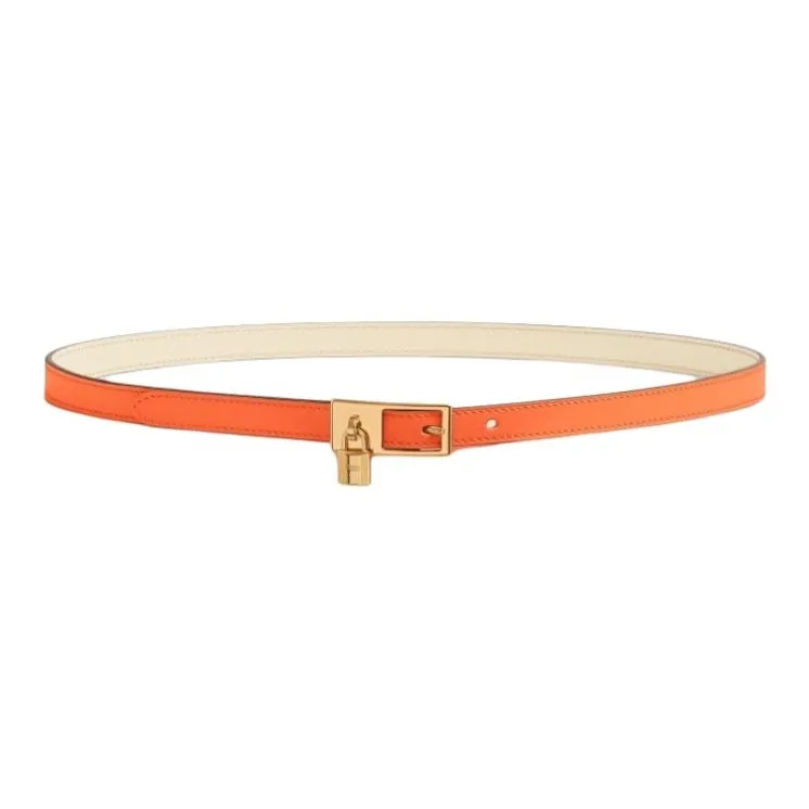HERMES Brand Logo Calfskin Leather Belts Women's Multicolor Width: 1.5cm-1
