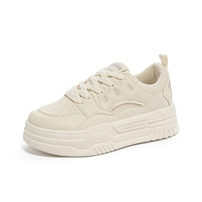 BABAYA KIDS Water Resistant Wear Resistant Breathable Low Top Skateboard Shoes Women's Beige-1
