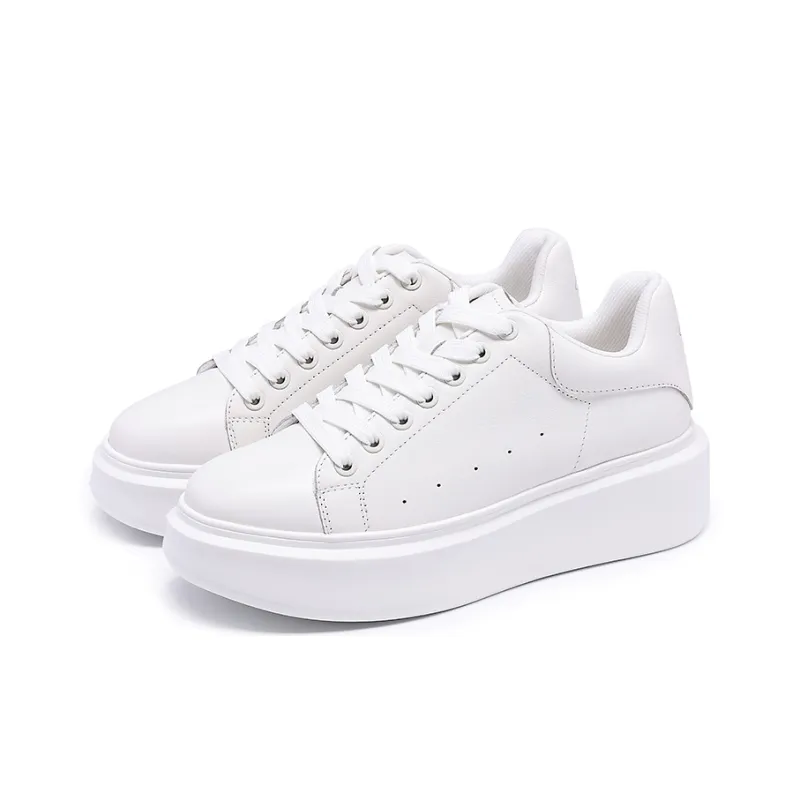 Satchi Cushioning Height Increasing Wear Resistant Slip Resistant Low Top Skateboard Shoes Women's White-2