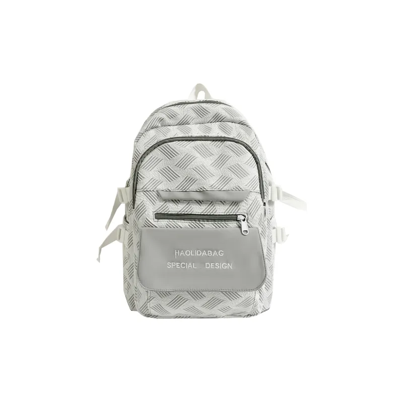 OURFUN Canvas Backpack Unisex Gray/Violet/Light Green/Light Blue-0