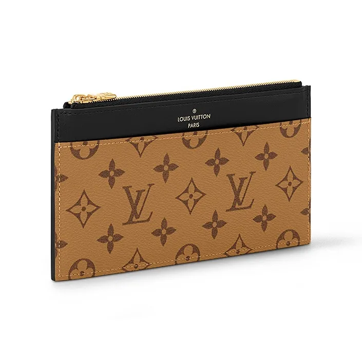 LOUIS VUITTON Monogram Reverse Coated Canvas Cow Leather Patchwork Clutch Unisex Brown-1