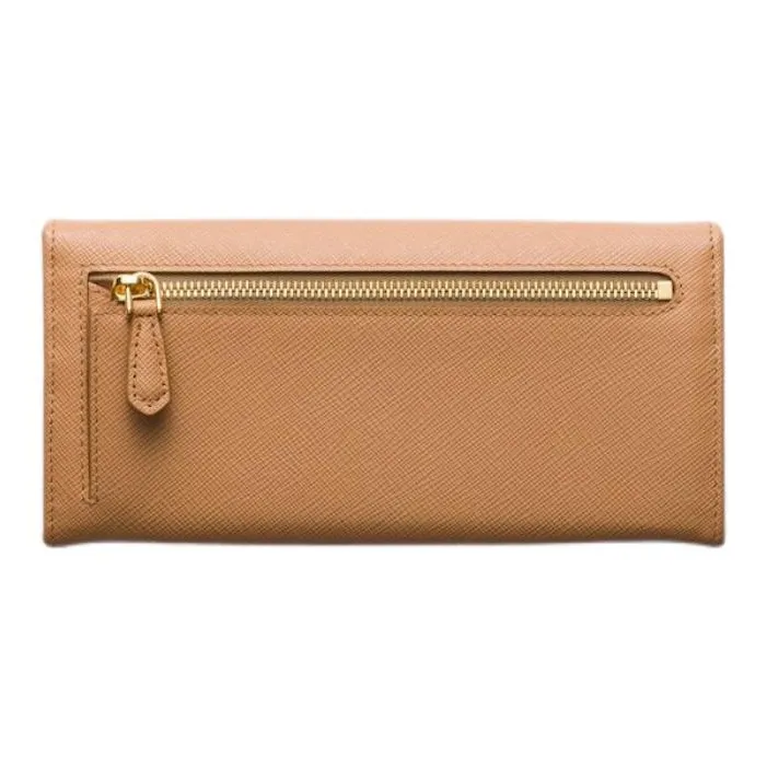 PRADA Saffiano Leather Wallet Large Size Women's Natural-1