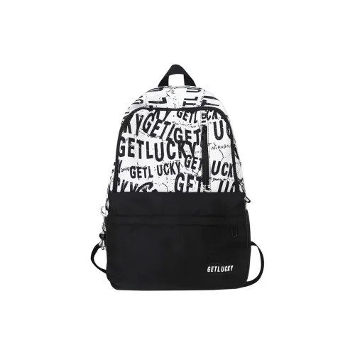 OURFUN Nylon Backpack Unisex Black Base With White Text/White Base With Black Text/Black Planet/Blue Planet