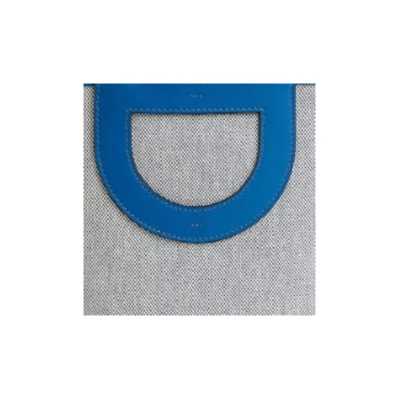 HERMES In The Loop Canvas With Swift Calfskin Vegetable Basket Pig Nose Bucket Bags Handbags Women's Blue & Gray-3