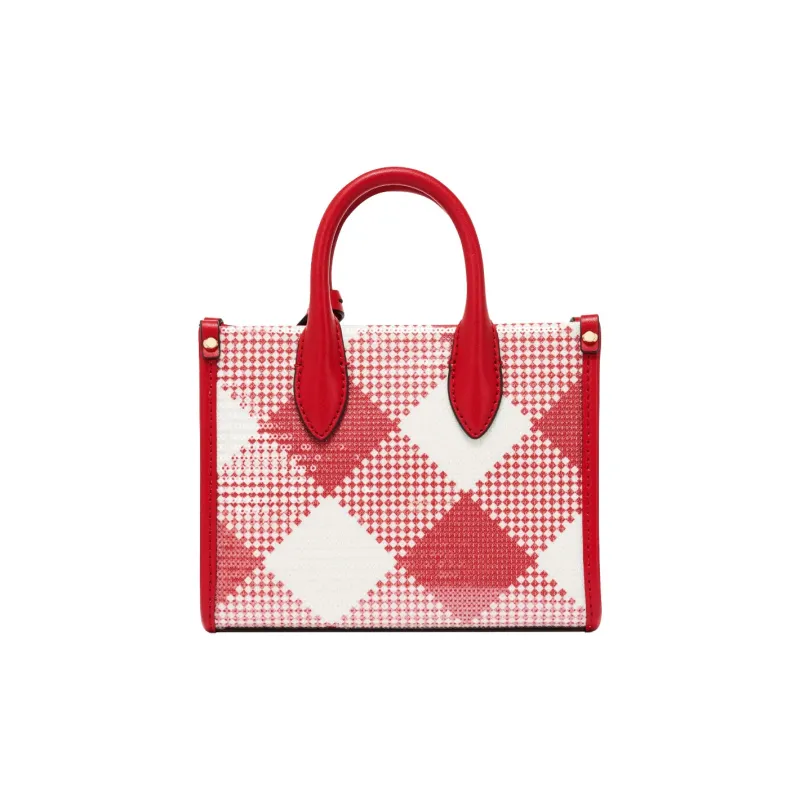 MICHAEL KORS Mirella Letter Print Artificial Leather Tote Handbag Mini Women's Red/White-1