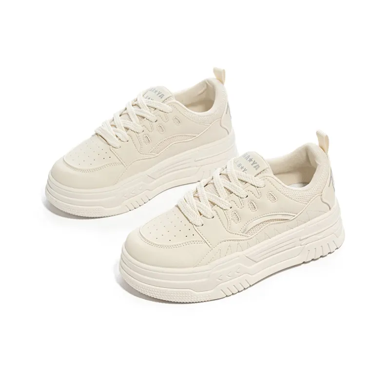 BABAYA KIDS Water Resistant Wear Resistant Breathable Low Top Skateboard Shoes Women's Beige-3