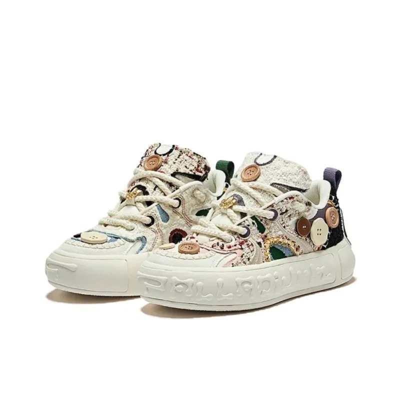 Palladium Low Top Skateboard Shoes Unisex Blue Brown White-3