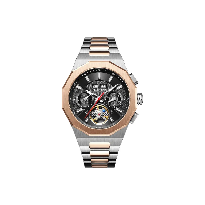 Bestdon Automatic Mechanical Movement Stainless Steel Watchband Men's Watches Black Dial-8