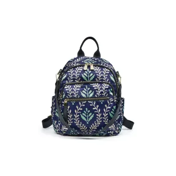 SANTA BARBARA POLO & RACQUET CLUB Fabric Cow Leather Patchwork Backpack Women's Blue/Royal Blue
