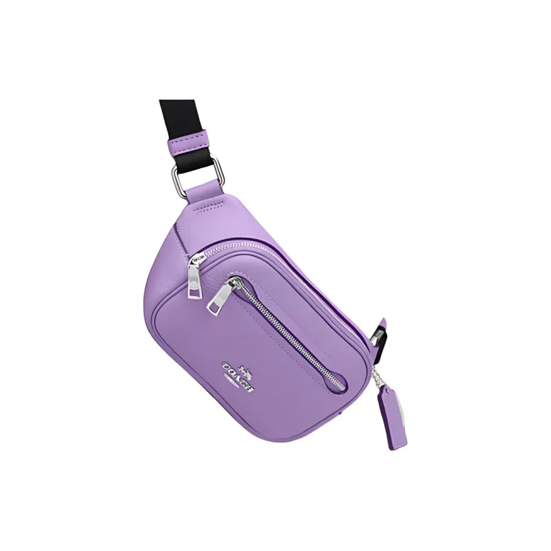 COACH Pebbled Leather Sling Bag, One Shoulder, Crossbody, Fanny Pack Mini Women's Purple-2