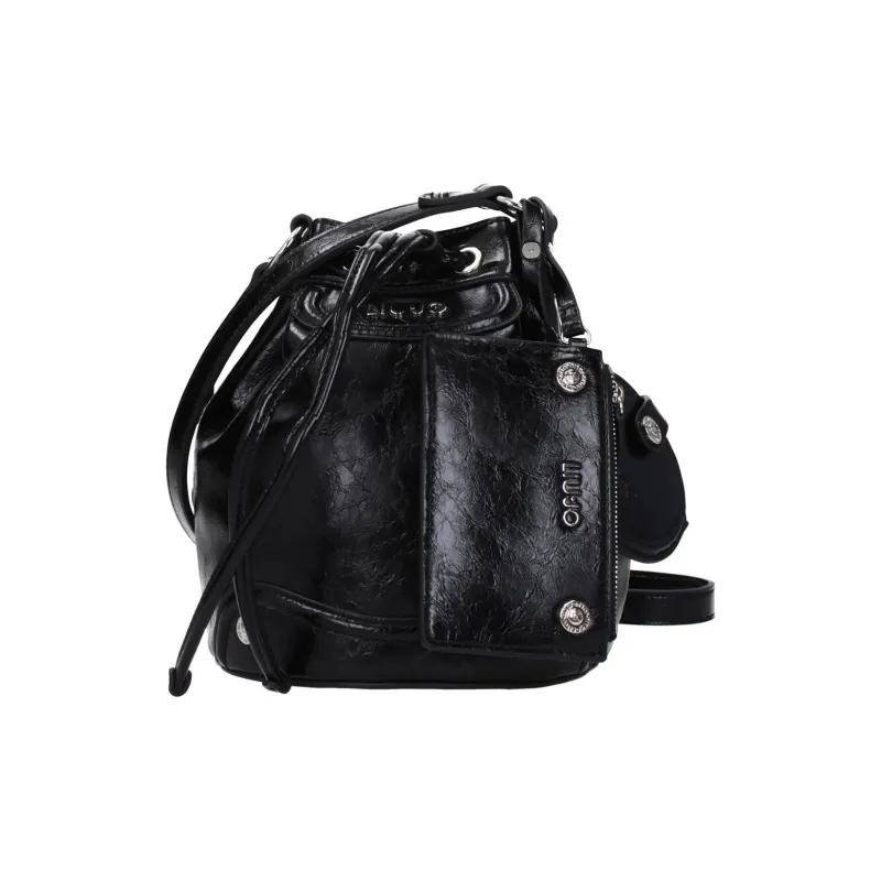 LIU·JO Polyester Bucket Bag, Shoulder Bag, Crossbody Bag Mini Women's Black & Silver-0