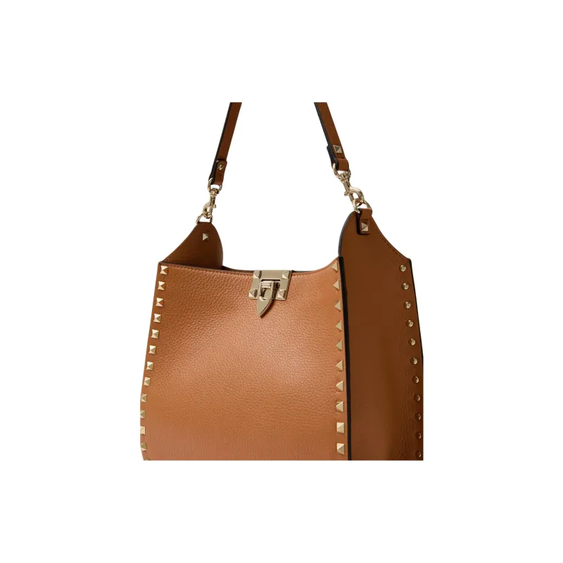 Valentino Grained Calfskin Portable Crossbody Bag Shoulder Bag Women's Almond-6