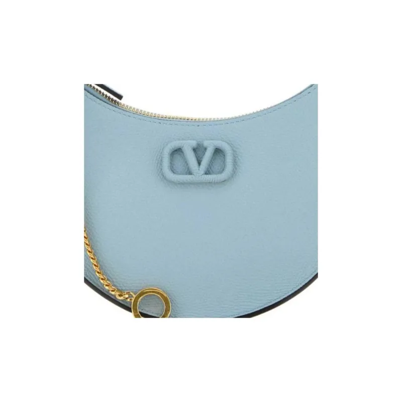 Valentino GARAVANIVlogo Leather Handbag Shoulder Bag Women's Light Blue-2