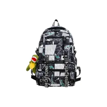 Travel Nylon Backpack Unisex Black & Green/Gray & Blue/Gray & Yellow/Gray & Green