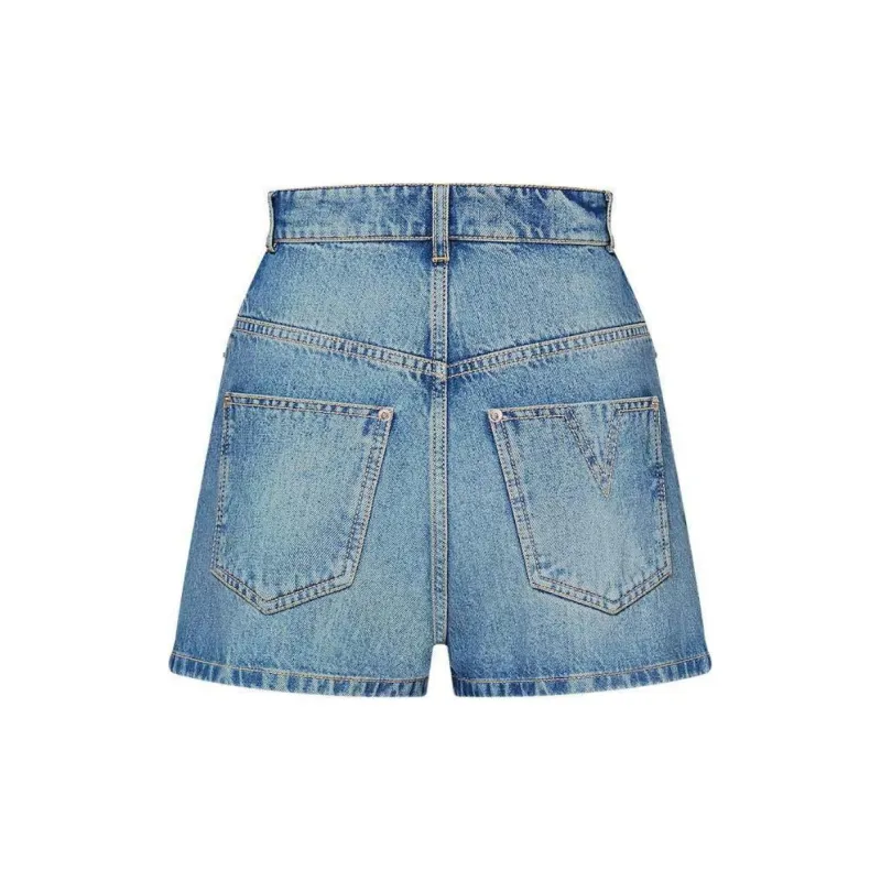 LOUIS VUITTON Lv Circle Tab Denim Mini Shorts-1