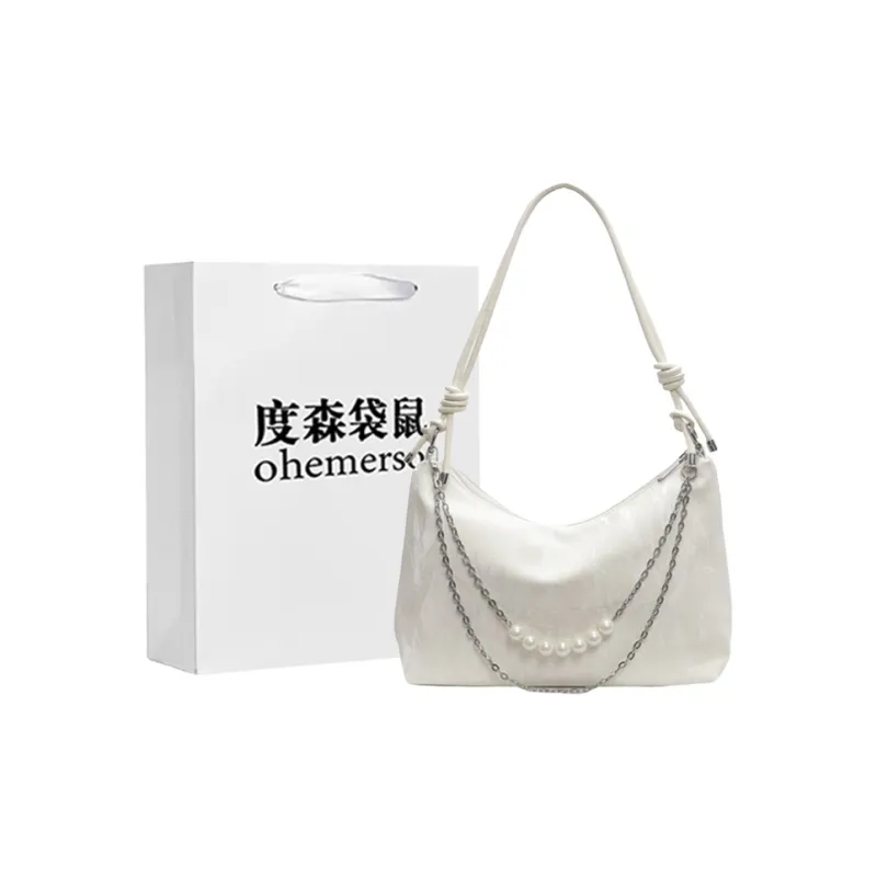 Dusen Kangaroo PU Tote Bag, Shoulder Bag Regular Women's Ecru/Silver/Black/Green-0