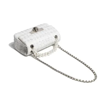 Miss Kung Cow Leather Patchwork Cotton Shoulder Bag Crossbody Bag Regular Women's Ecru