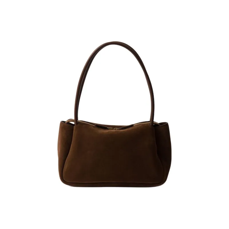PRADA Suede Shoulder Bag Handbags Medium Size Unisex Cocoa Brown-2