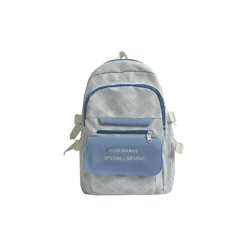 OURFUN Canvas Backpack Unisex Gray/Violet/Light Green/Light Blue-5