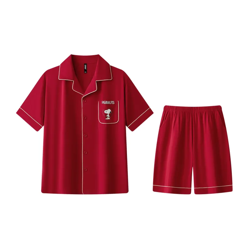 Gongdie x SNOOPY/ Pajama Set Unisex Red-1