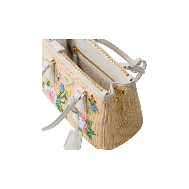 PRADA Leather Shoulder Bag Crossbody Bag Handbag Small Size Women's Tan & White-3