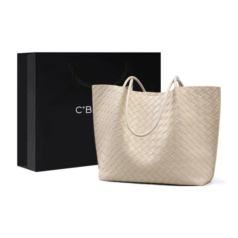 C°BANNER Cow Leather With Synthetic Leather Shoulder Bag Tote Women's Milkshake White/Classic Black-0
