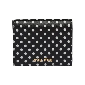 MIU MIU Madras Leather Wallet Women's Black