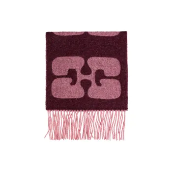 GANNI Recycled Wool Knit Scarves Women's Rose Red