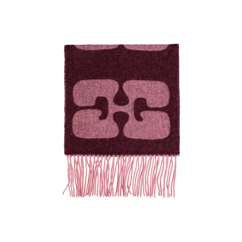 GANNI Recycled Wool Knit Scarves Women's Rose Red-0