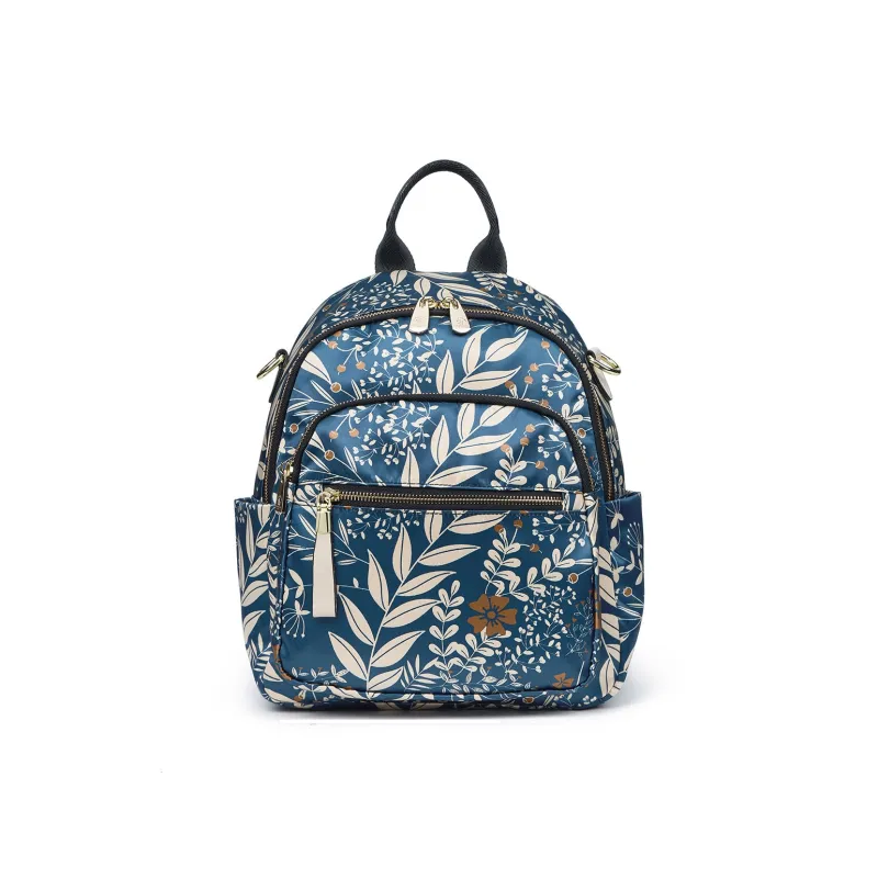 SANTA BARBARA POLO & RACQUET CLUB Fabric Cow Leather Patchwork Backpack Women's Blue/Royal Blue-6
