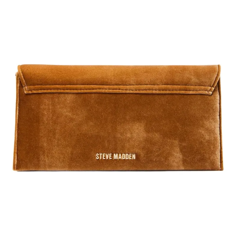 STEVE MADDEN Velvet One Shoulder Crossbody Clutches Women's Brown-3