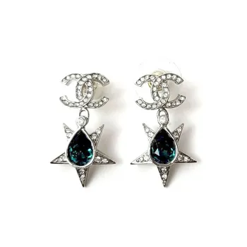 CHANEL Rhinestone Earrings Women's